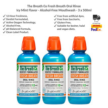 The Breath Co Fresh Breath Oral Rinse Icy Mint Flavor Alcohol-Free Mouthwash x3 - £73.41 GBP