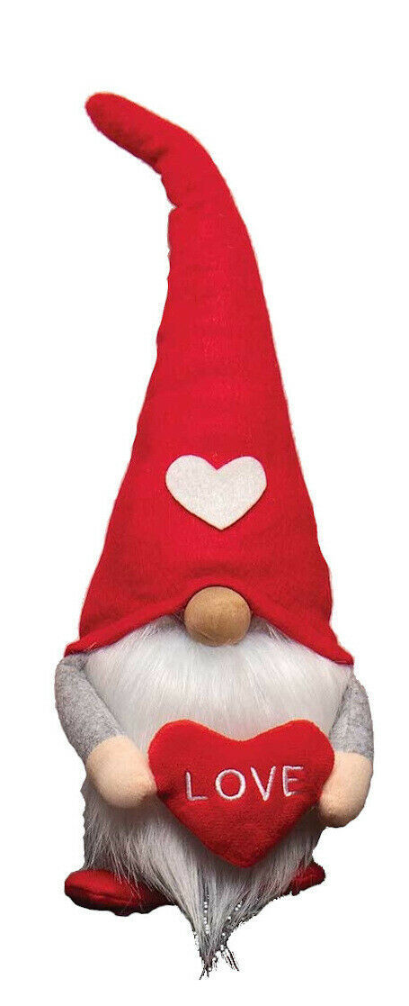 Primary image for Valentino Gnome T3917 Holding Heart Red Hat White Beard Valentine's Day Love 15"