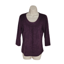 Coldwater Creek Cute Shirt Blouse ~ Sz S ~ Purple ~ 3/4 Sleeve - £13.50 GBP