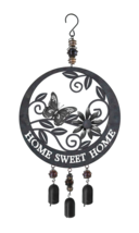 Metal Butterfly wind chime. &quot;Home Sweet Home&quot;  19 1/2&quot; L x 8&quot; W x 1 1/4&quot;  Bells - £27.72 GBP