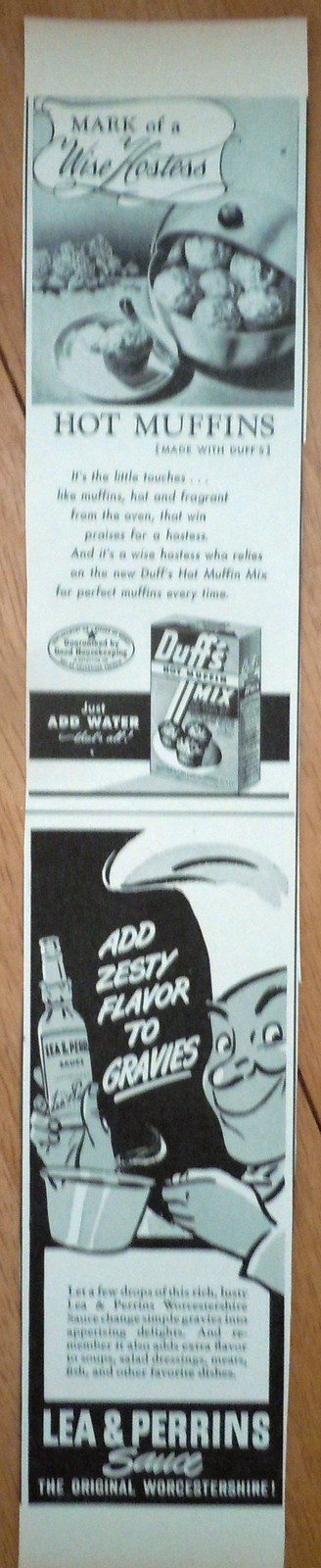 Duffs Hot Muffin Mix, Lea &amp; Perrins Sauce Small Magazine Advertising Pri... - $4.99