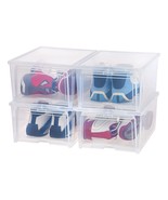 IRIS USA 4 Pack Shoe Storage Box, Clear Plastic Stackable Shoe Organizer... - $100.99