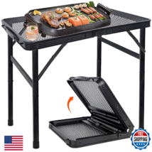 FORUP Small Folding Camping Table w/ Mesh Desktop, Portable, Adjustable ... - $49.17