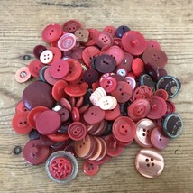 Vintage Antique Mid Century Set Mixed Lot Assorted Red Pink Plastic Buttons - $29.99