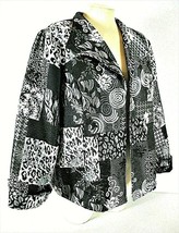 Christopher &amp; Banks Women&#39;s Large black gray TAPESTRY open front jacket ... - $10.68