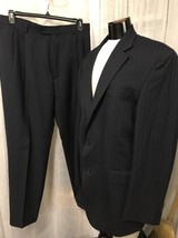 Joseph A. Bank Men&#39;s Suit Blue Pinstripe 100% Wool Size 42L Size 34 Pants - £97.47 GBP