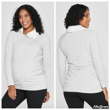 Sweatshirt Ingrid &amp; Isabel Maternity Size Small Sherpa Fleece Light Heather Gray - £13.52 GBP