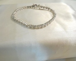 Department Store 7&quot; Sterling Silver Plated Diamond Accent Bracelet Y343 - £26.35 GBP