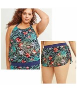 Lane Bryant Cacique Swim Blouson No-Wire Swim Tankini + Swim Skirt Tropi... - $60.00