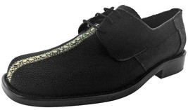 Mens Real Stingray Skin Dress Shoes Black Leather Formal Wear Lace Up Size 6-8.5 - £123.68 GBP