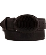 Mens Western Dress Cowboy Belt Dark Brown Snake Print Leather Overlay Si... - $41.01 CAD