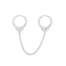 Moonmory Single Real 925 Sterling Silver Zircon Handcuffs Clip Earring For Women - £13.92 GBP