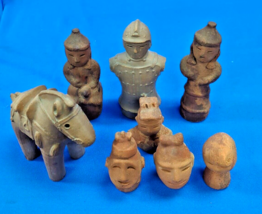 Lot of 8 Vintage Handmade Haniwa LIDA&#39;S Japanese Warriors, Busts &amp; Horse - £200.95 GBP