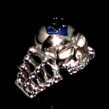 Sterling silver Biker ring 1 Percent Symbol on Evil Skeleton Skull and Bones wit - £55.95 GBP