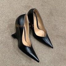  new black strange style women pumps pointed toe female retro french high heels shallow thumb200