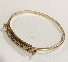 Rose Gold Tone Handmade Bangle Bracelet Cuff  “take Pride” 7.5” - £11.95 GBP
