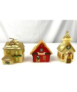 VTG Lot of 3 Russ Berrie Christmas Church Station House Candle 4" 1980s - $26.99
