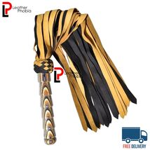 Ultra Soft Leather Flogger 25 Tails Carved Handle Handmade Whip Flogger - $27.39