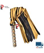 Ultra Soft Leather Flogger 25 Tails Carved Handle Handmade Whip Flogger - $27.39