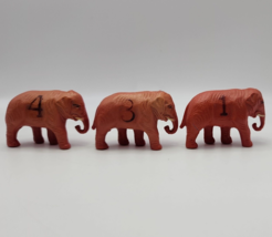Vintage Plastic Red Elephants Figures w/ # 1,2,4 - $9.74
