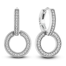 Hot Sale Original 925 Silver Hoop U Cubic Zircon Earrings For Women Engagement W - £10.50 GBP