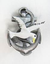 Nice Nuatical Vintage Seagull Anchor Pewter Pin Brooch - £11.86 GBP