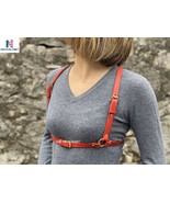 Tan Leather Chest Women Harness, Adjustable Suspender Underbust Harness ... - €60,71 EUR