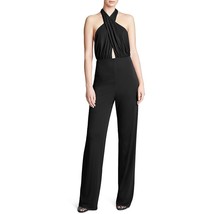 $595 Halston Women&#39;s Kaiya Black Halter Open Back Wide Leg Jumpsuit Size... - £135.85 GBP