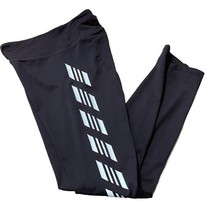Women&#39;s Athletic Black Leggings Blue Stripes Sz M Yoga Running Pants For... - $10.88