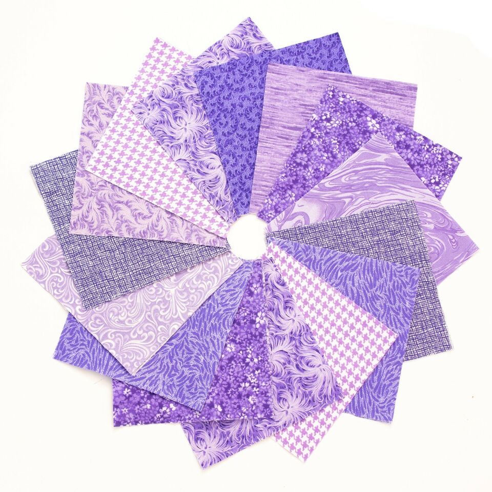 90 Pcs All Purple Pre-Cut Charm Pack 5&quot; Squares 100% Cotton Fabric Quilt - $32.00
