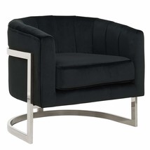 Contemporary Tarra Accent Chair in Black Velvet with Chrome Frame - Plush Bucket - £616.17 GBP