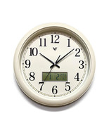 Naomi Modern Clock w/ Digital Calendar &amp; Temperature - White - £53.43 GBP