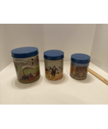 3 Vintage Tin Canisters Country Kitchen Art by Lowell Herrero Japan 1983 . - $18.00
