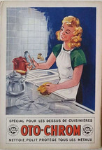 Vintage 1940s French Lithographic MM Commercial Ad Poster OTO-CHROME 38 x  27 cm - £67.56 GBP