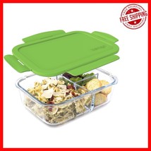 Elegant 5-Cup Glass Lunch Box with 3 Compartments - Airtight &amp; Leak-Proo... - $38.79