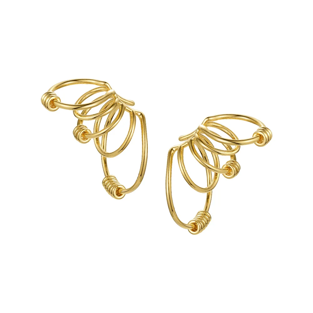 Multilayer Circle Ear Cuff Clip On Earrings For Women Gold Color Rock Earings Wi - £29.58 GBP