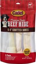 Cadet Premium Grade Beef Hide Knotted Bones 8 Inch 9 count (3 x 3 ct) Cadet Prem - £66.24 GBP