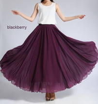 Gray Long Chiffon Skirt Women Custom Plus Size Chiffon Beach Skirt image 12