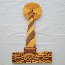 Lighthouse Wood Intarsia Wall Art Nautical Ocean Sea Sailing MCM Boho Signed - $32.61