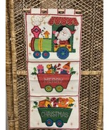 Vtg Bucilla Santa&#39;s Express Jeweled Felt Christmas Card Holder Hanging 3... - $65.00