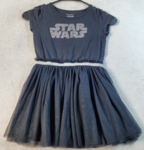 Disney Fit &amp; Flare Dress Girls Small Black Short Sleeve Round Neck Star Wars - £6.58 GBP