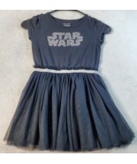 Disney Fit &amp; Flare Dress Girls Small Black Short Sleeve Round Neck Star ... - £6.59 GBP