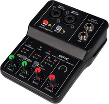Mini 2 channel audio DJ mixer console interface with 48V phantom power C... - €33,35 EUR