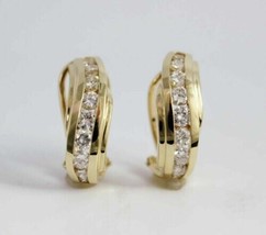 1.25Ct Simulated Diamond Drop Omega Back Earrings 14k Yellow Gold Plated - $52.95