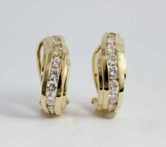 1.25Ct Simulated Diamond Drop Omega Back Earrings 14k Yellow Gold Plated - £41.35 GBP