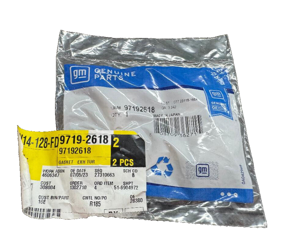 GENUINE OEM GENERAL MOTORS TURBOCHARGER INLET GASKET P/N 97192618 GENUIN... - $10.88