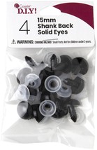Shank Back Solid Eyes 15mm 4/Pkg-Black - £15.47 GBP