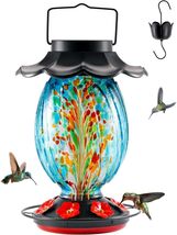 Illuminated Hummingbird Feeder - 49oz Handcrafted Glass for Outdoor Bliss - $84.10