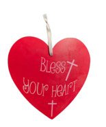 Decorative Wooden Bless Your Heart with Cross Sign - Valentine&#39;s Day Dec... - £12.16 GBP