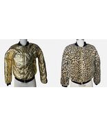 new REVERSIBLE BOMBER JACKET girl&#39;s sz M 10-12y Gold Cheetah Print Faux ... - $48.17 CAD